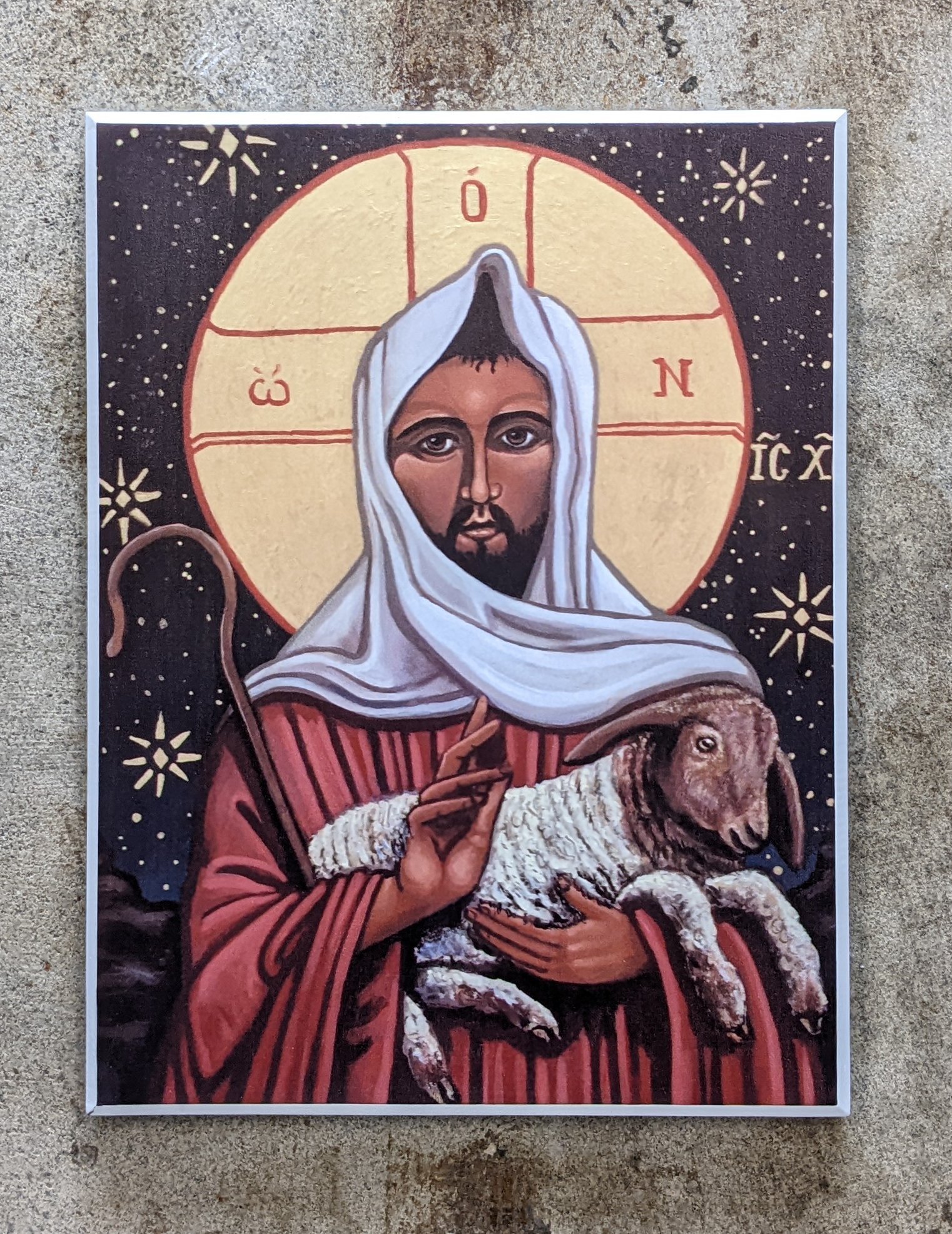 religious icon printed on wood